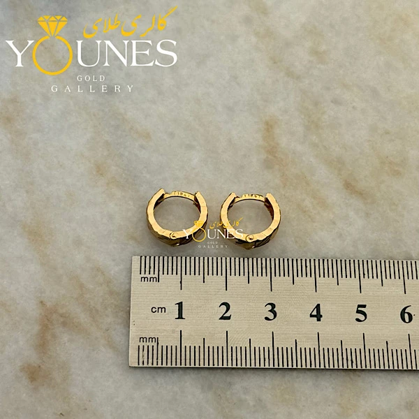 گوشواره حلقه ای تراش دار طلا